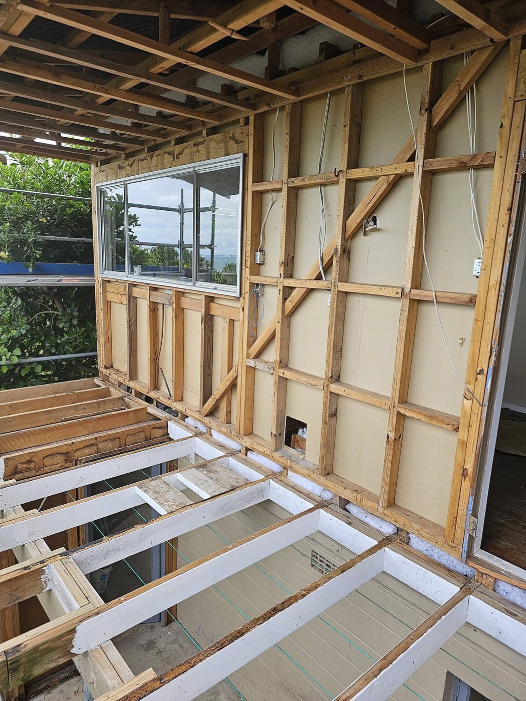 Interior stripped back to timber framing during an SES soft-strip